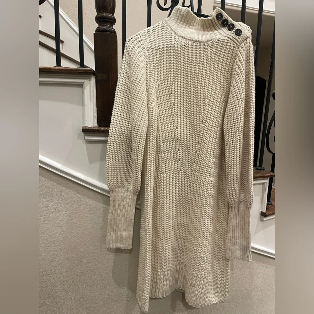 Elegant Anthropologie Cream Knit Sweater Dress - Picture 4 of 11